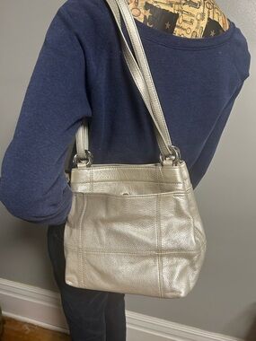 Tignanello Metallic Silver Shoulder Bag
